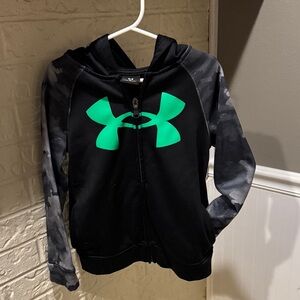 Under Armour Kids Black Hoodie with Green Logo